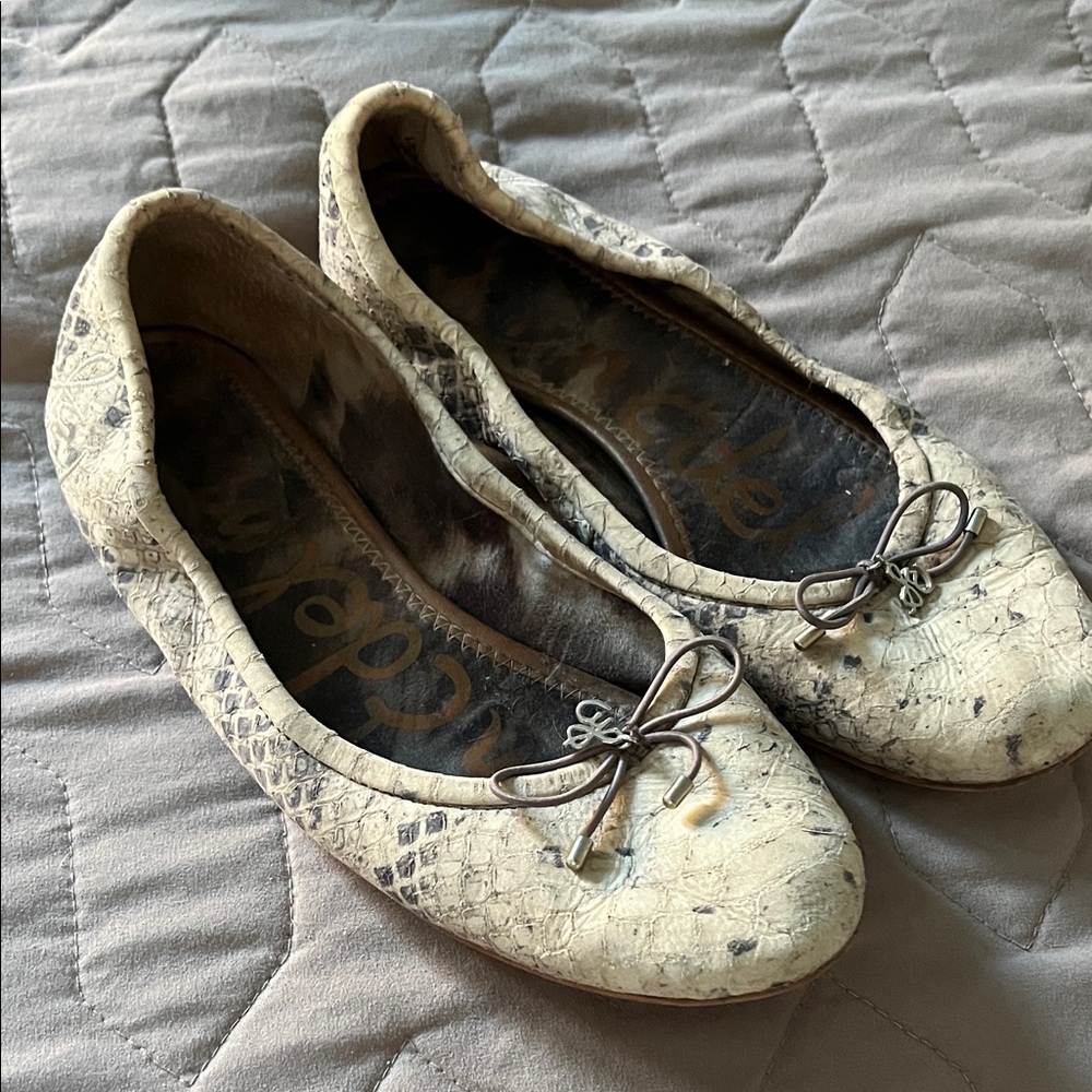 Sam Edelman Cream Textured Flats